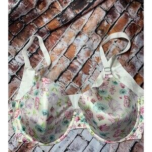 Secret Treasures 40D Spring Flower Satin Tee Shirt Bra Smooth Lay Material EUC